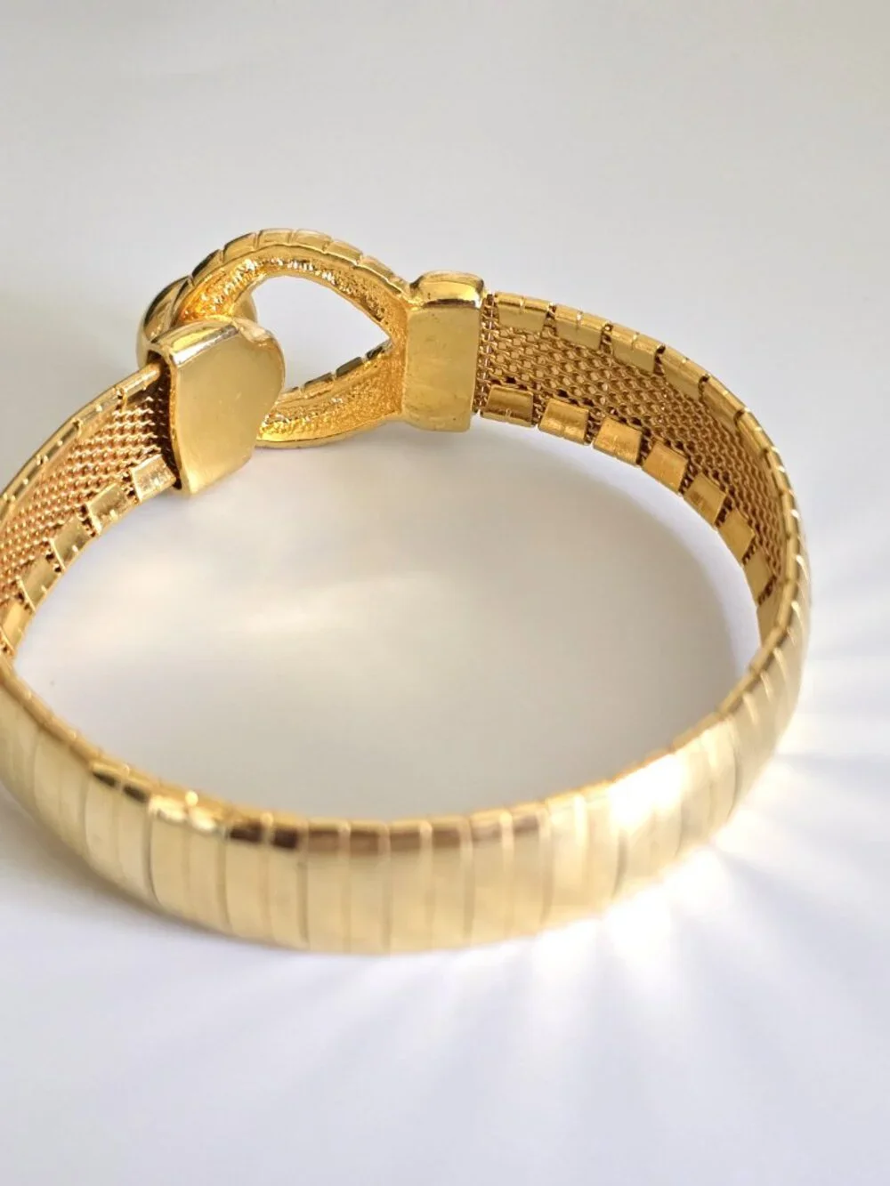 Vintage Omega mesh Bangle Bracelet Gold Tone Tubogas style gold tone flex